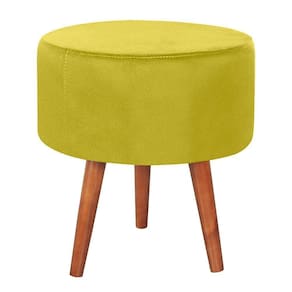 Puff Puf Redondo Pes Palito 44x40cm Suede Amarelo Mpassos Amarelo