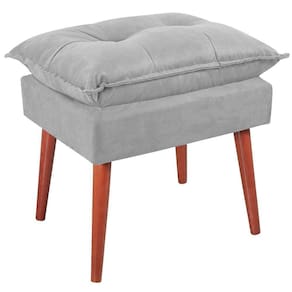 Puff Puf Opall Pes Palito 55x40cm Suede Cinza Claro Mpassos Cinza Claro