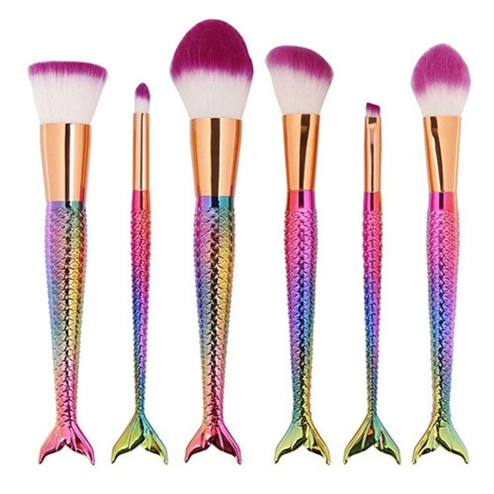 Kit Com 7 Pincéis Sereia Para Maquiagem Mermaid Fruta Cor