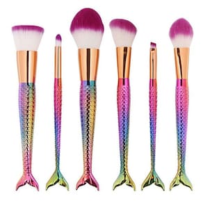 Kit Com 7 Pincéis Sereia Para Maquiagem Mermaid Fruta Cor