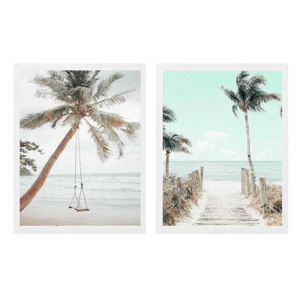 Kit 2 Quadros Fotografias Praia Nude 33X24Cm