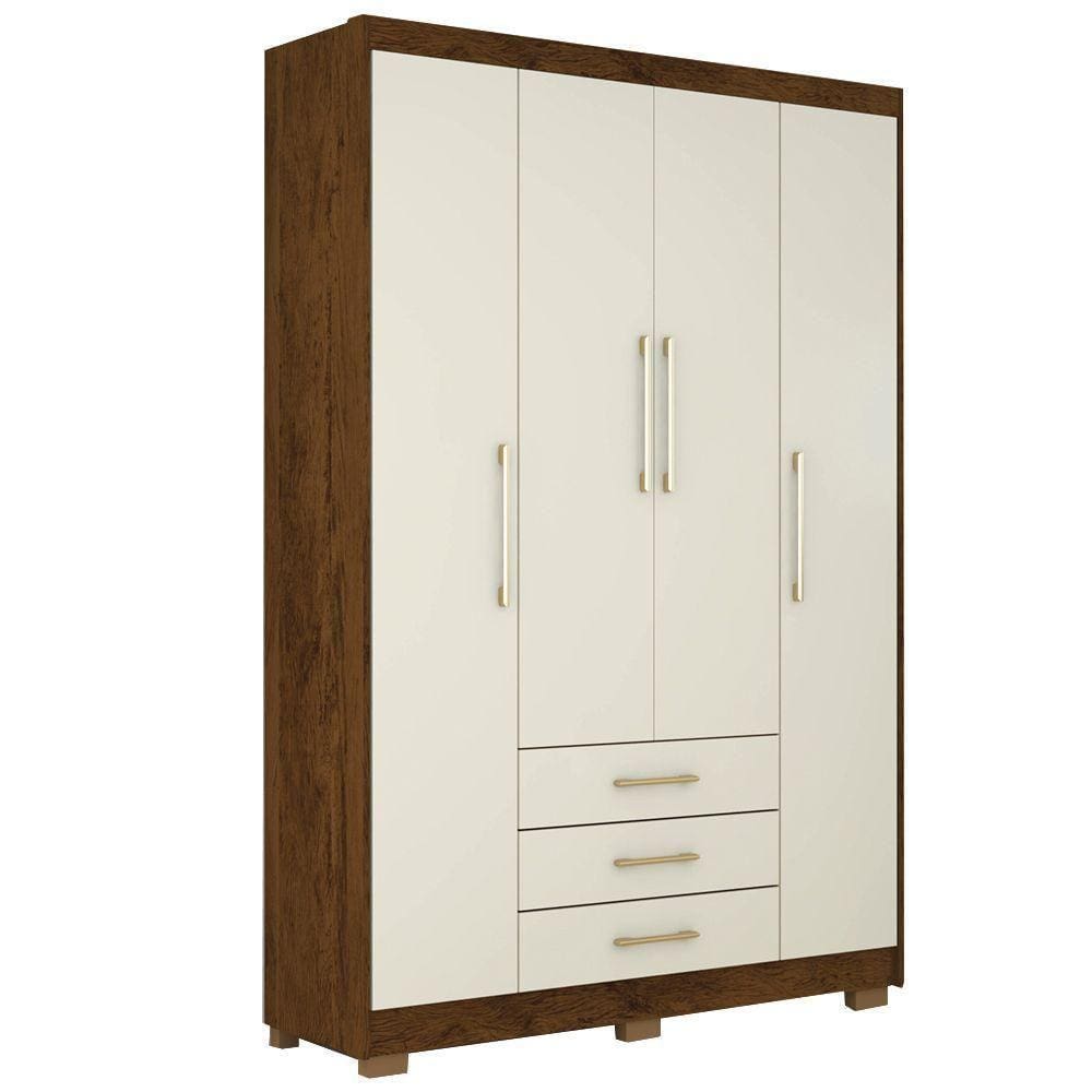 Guarda Roupas 04 Portas E 03 Gavetas 10088 Imbuia Champanhe Vlr Imbuia Champanhe