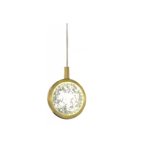 Pendente Moderno Urano Dourado Cristal Cabeceira Sala Quarto Luminária