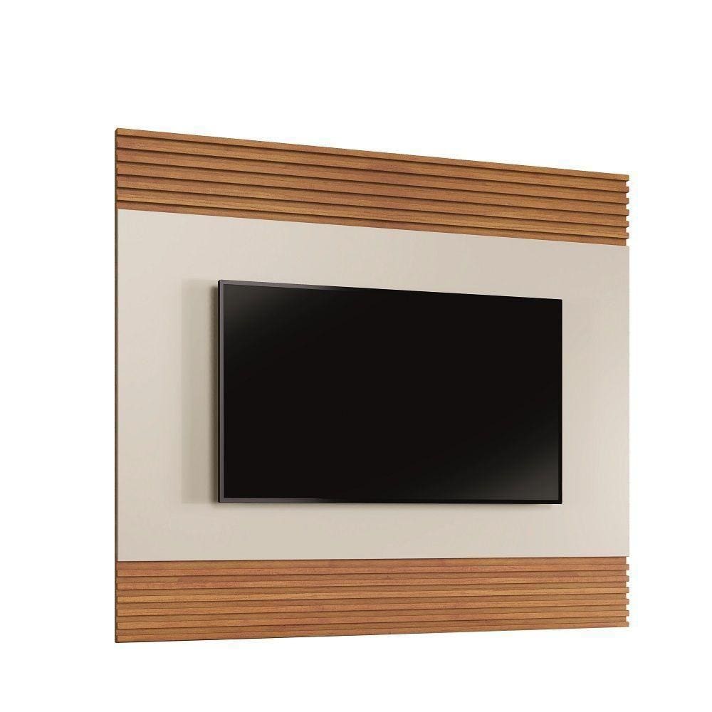 Painel Madrid Para Tv Até 65 Polegadas Detalhe Ripado Mavaular Naturalle/Off White