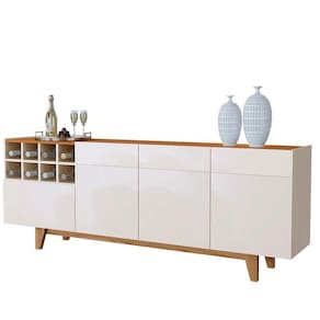 Buffet Duna 3 Portas 1 Gaveta E Adega Mavaular Off White/Naturale
