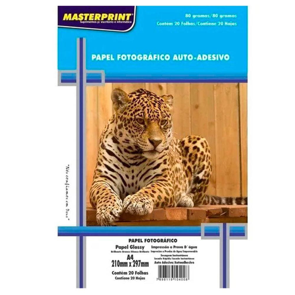 Papel fotográfico Auto-adesivo A4 80g Glossy 20 folhas