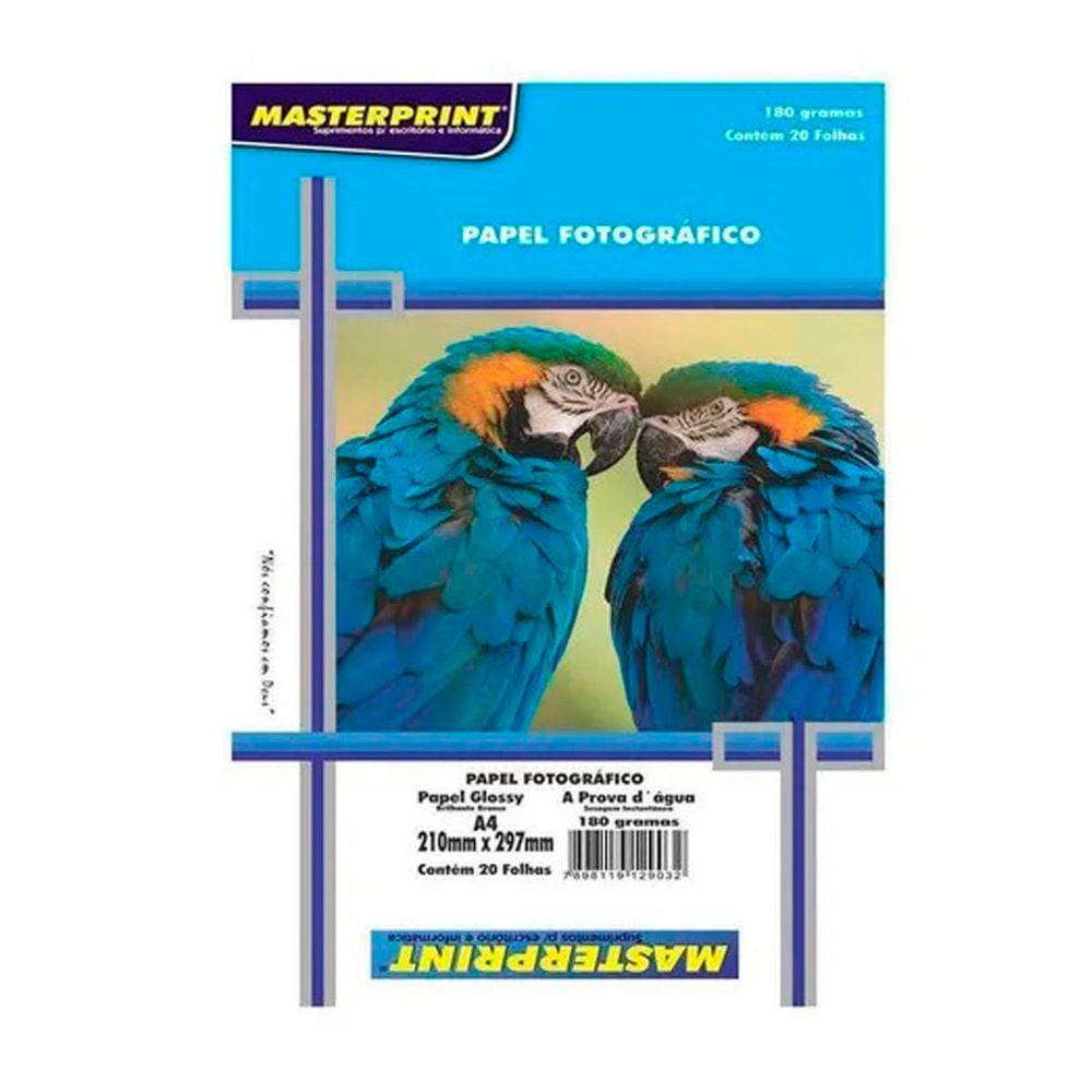 Papel fotográfico A4 180 gramas Glossy 20 folhas