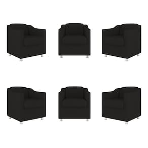 Kit 06 Poltronas Sala De Espera Clinica Suede Balaqui Decor Cor:preto
