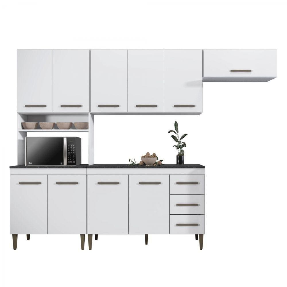 Cozinha Completa 10 Portas 3 Gavetas Atenas Kaiki Moveis Branco