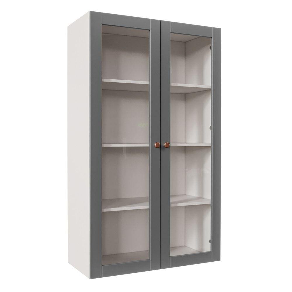 Armário Aéreo 2 Portas 135cm com Porta de Vidro Arizona CabeCasa MadeiraMadeira Branco/Cinza Claro