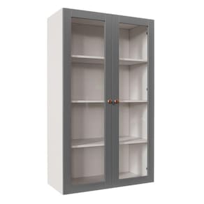 Armário Aéreo 2 Portas 135cm com Porta de Vidro Arizona CabeCasa MadeiraMadeira Branco/Cinza Claro