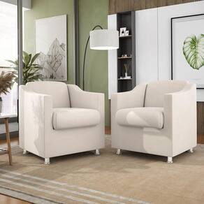 Kit 02 Poltronas Recepção Consultório Suede Balaqui Decor Cor:bege
