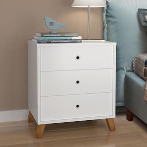 Mesa De Cabeceira 3 Gavetas Branco
