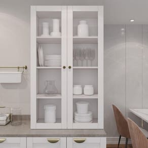 Armário Aéreo 2 Portas 135cm com Porta de Vidro Arizona CabeCasa MadeiraMadeira Branco