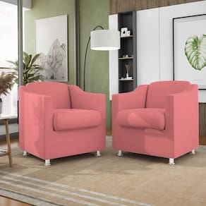 Kit 02 Poltronas Recepção Consultório Suede Balaqui Decor Cor:rosa