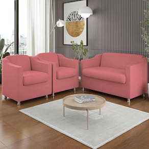 Kit 2 Poltronas Decorativa Tilla + Namoradeira Sala De Estar Cor:rosa