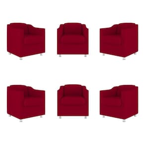 Kit 06 Poltronas Sala De Espera Clinica Suede Balaqui Decor Cor:vermelho