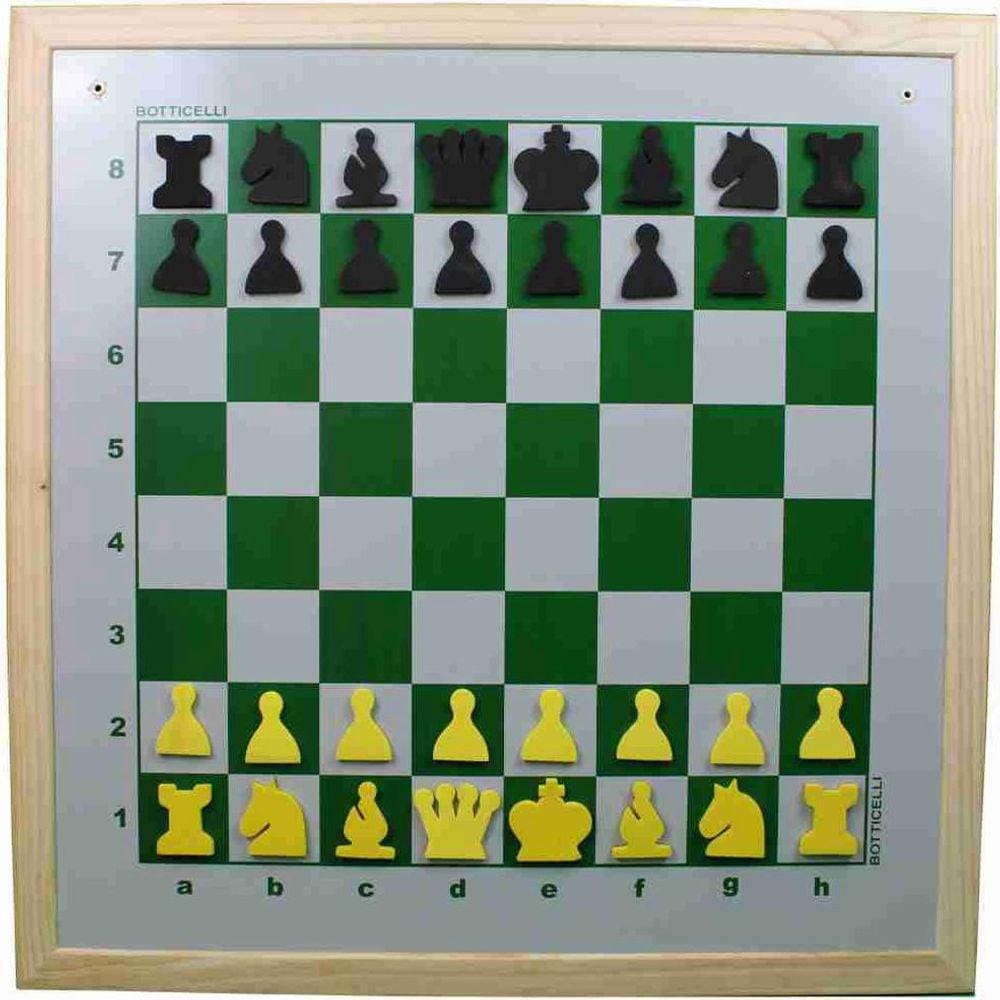 Quadro Parede Xadrez Magnético 87x87cm Com Peças Imantadas