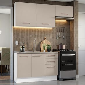 Armário De Cozinha Compacta 180cm Madesa 09 Branco/crema