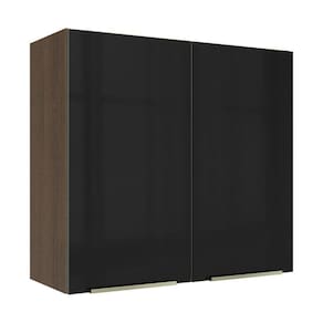 Armário Aéreo 70 Cm 2 Portas Rustic/preto Lux Madesa Rustic/preto