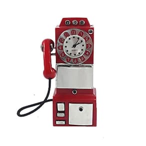 Relógio Mesa Miniatura Aço Telefone Telephone Antigo Orelhão