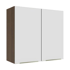 Armário Aéreo 70 Cm 2 Portas Rustic/branco Veludo Lux Madesa Rustic/branco Veludo