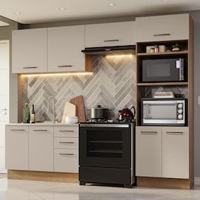 Armário De Cozinha Completa 270cm Madesa 08 Rustic/crema