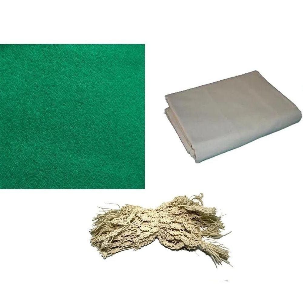 2,3 Mt Tecido 100% Lã Verde + 2,30 Algodãozinho+1 Jg Caçapa