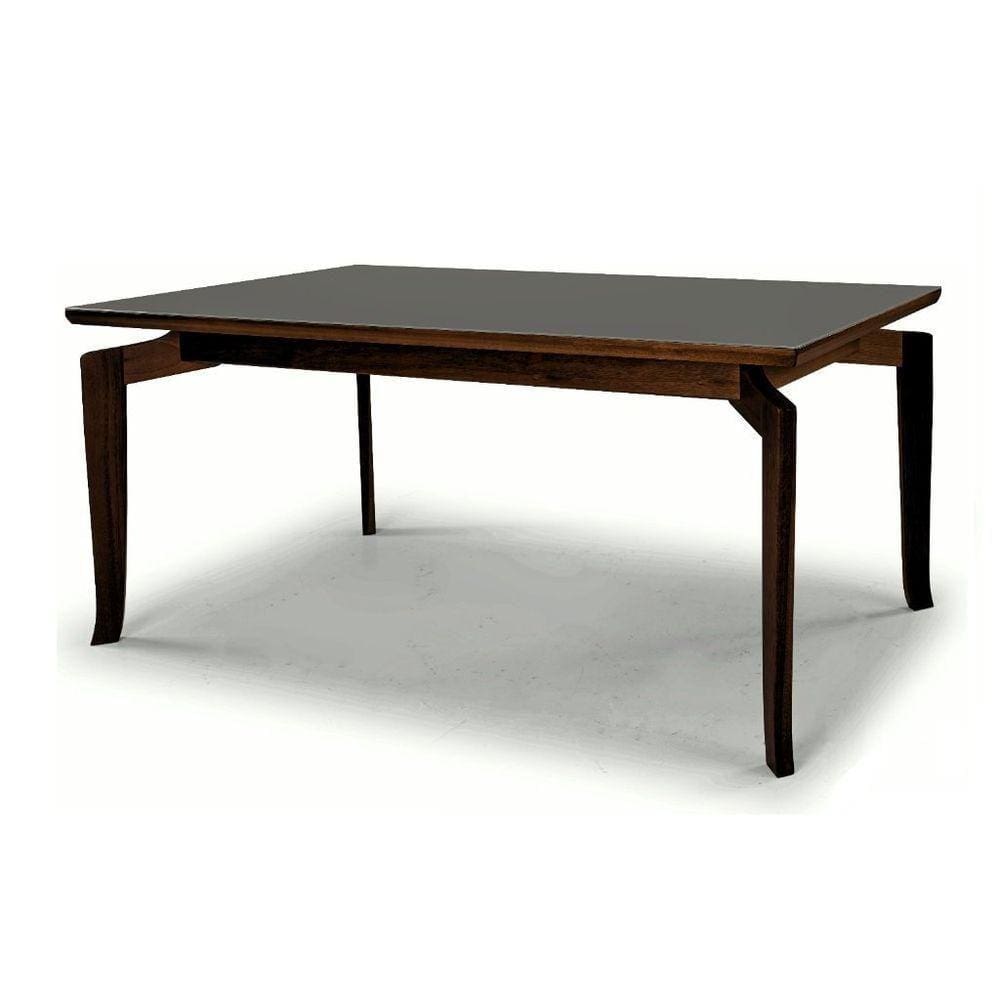 Mesa Bella 160 Vidro Off White Acabamento Tabaco