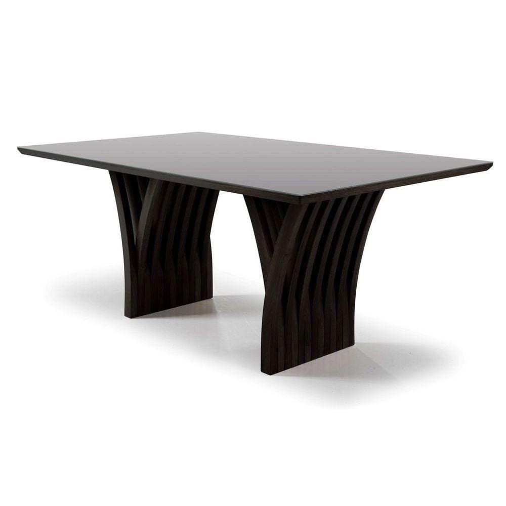 Mesa Yady 200 Vidro Off White Acabamento Tabaco
