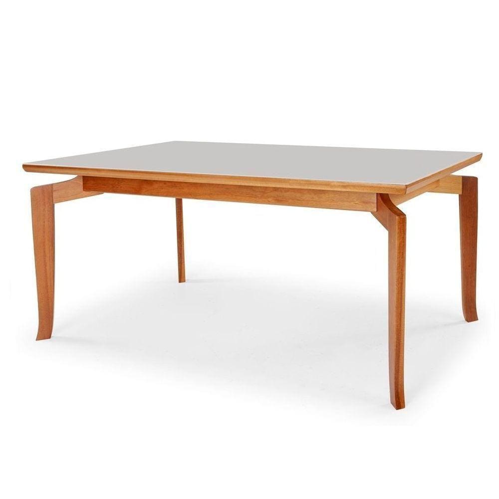 Mesa Bella 200 Vidro Off White Acabamento Champagne