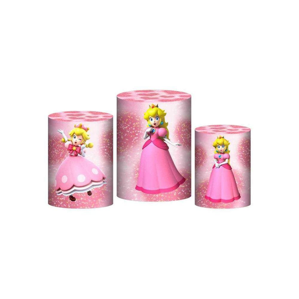 Trio Capas Cilindros Sublimado Princesa Peach Mario Tecido