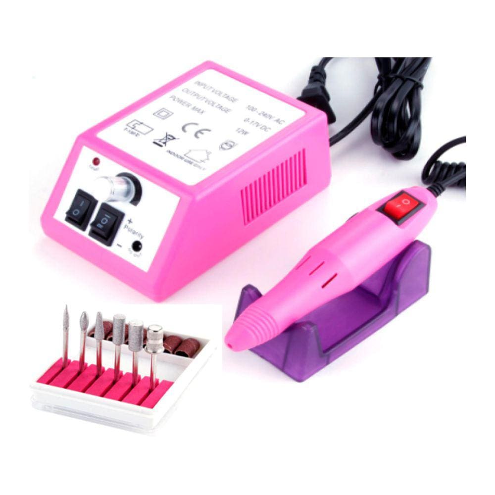 Lixadeira Motor Unha Elétrica Profissional Mercedez Rosa