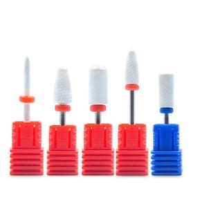 Kit 5 Brocas Cerâmica Profissional Unhas Gel Fibra Acrigel