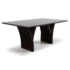 Mesa Yady 180 Vidro Off White Acabamento Tabaco