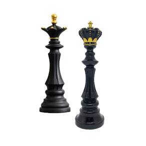 Decoração Peças De Xadrez Preto Cavalo Escultura Grande Estátua 25cm