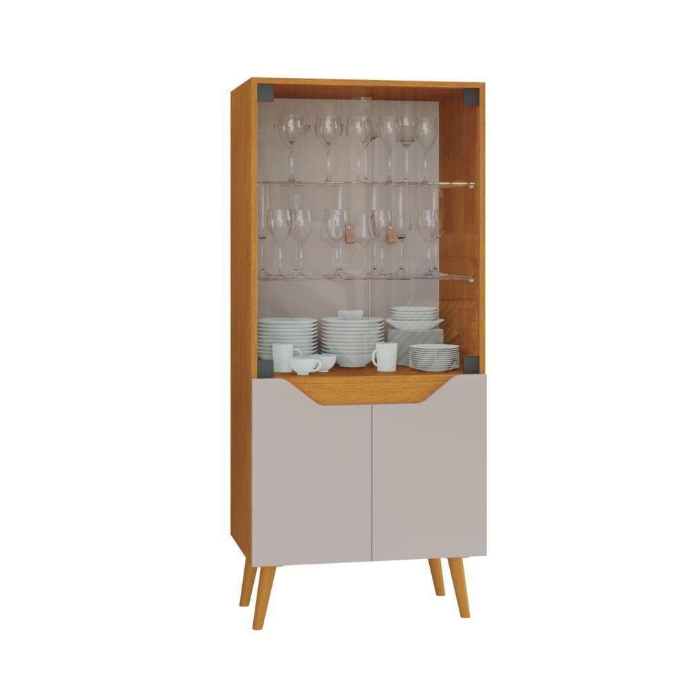 Cristaleira 4 Portas Plena Candian Jcm Movelaria Cinamomo/Off White