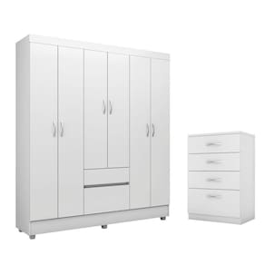 Conjunto Quarto Guarda Roupa E Comoda Forggia Branco