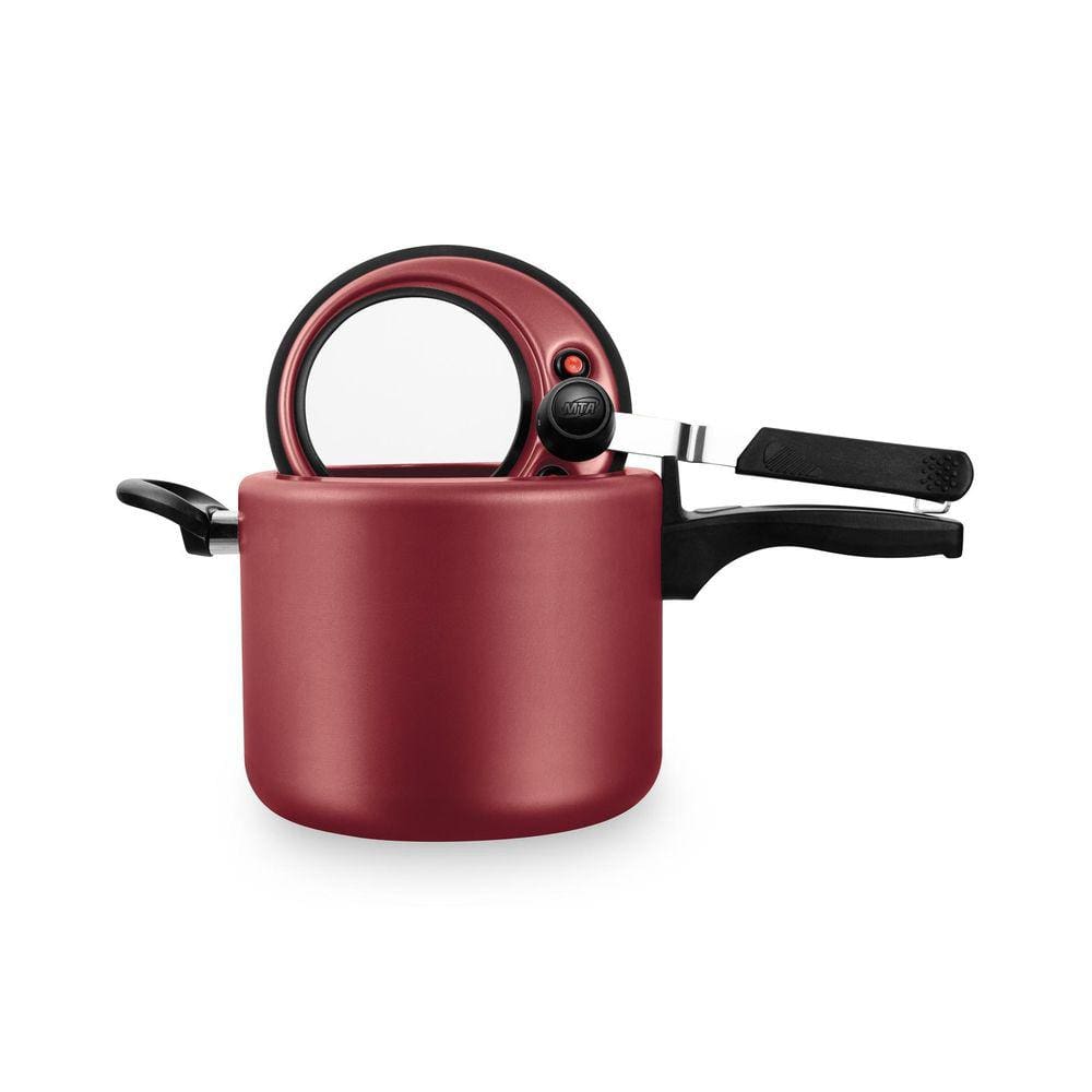 Panela de Pressão Antiaderente 4,5 Litros Com Visor Cereja