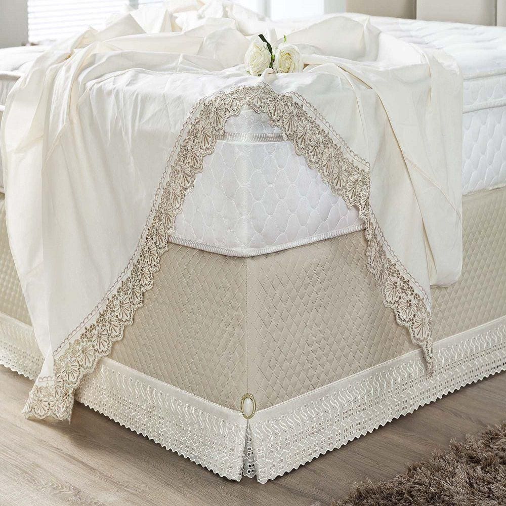Saia De Cama Box Queen Paris Detalhe Em Lese Cinza