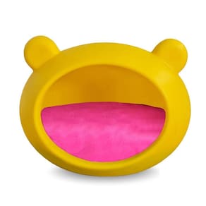 Casa Cachorro E Gato Amarelo Almofada Dupla Face Rosa/Bege P
