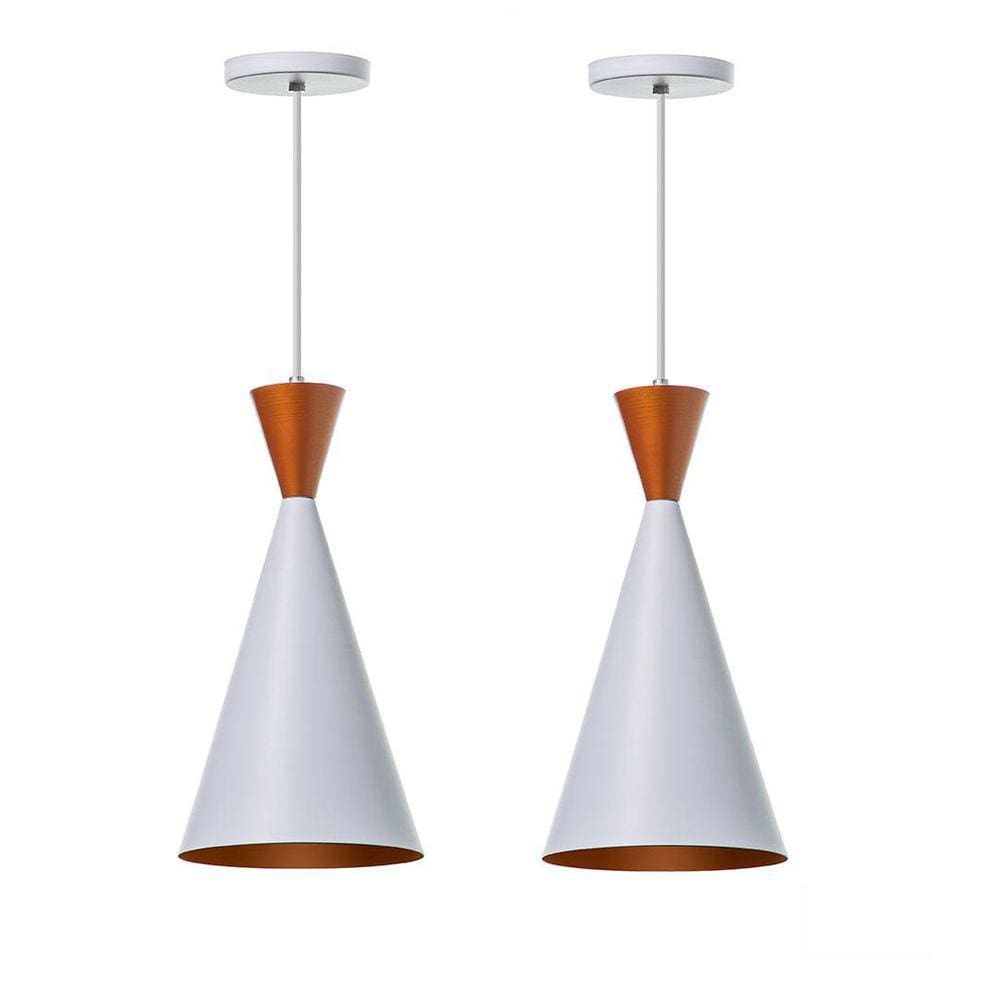 Lustre Pendente Canadá Branco E Cobre - Kit 2 Unidades