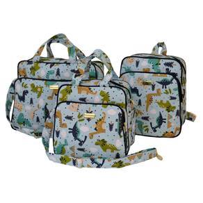 Bolsa De Maternidade Dinossauro Verde Kit 3 Peças