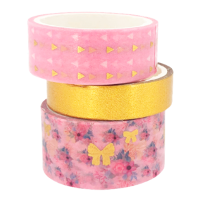 Fita Adesiva Decorada Washi Tape Shine Rosa 3 unidades BRW