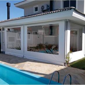Toldo Cortina Branco c/ visor - 3,30m x 1,60m - kit completo