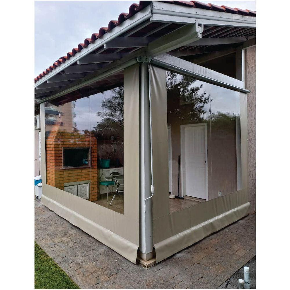 Toldo Cortina Bege c/ visor - 1,60m x 1,80m - kit completo