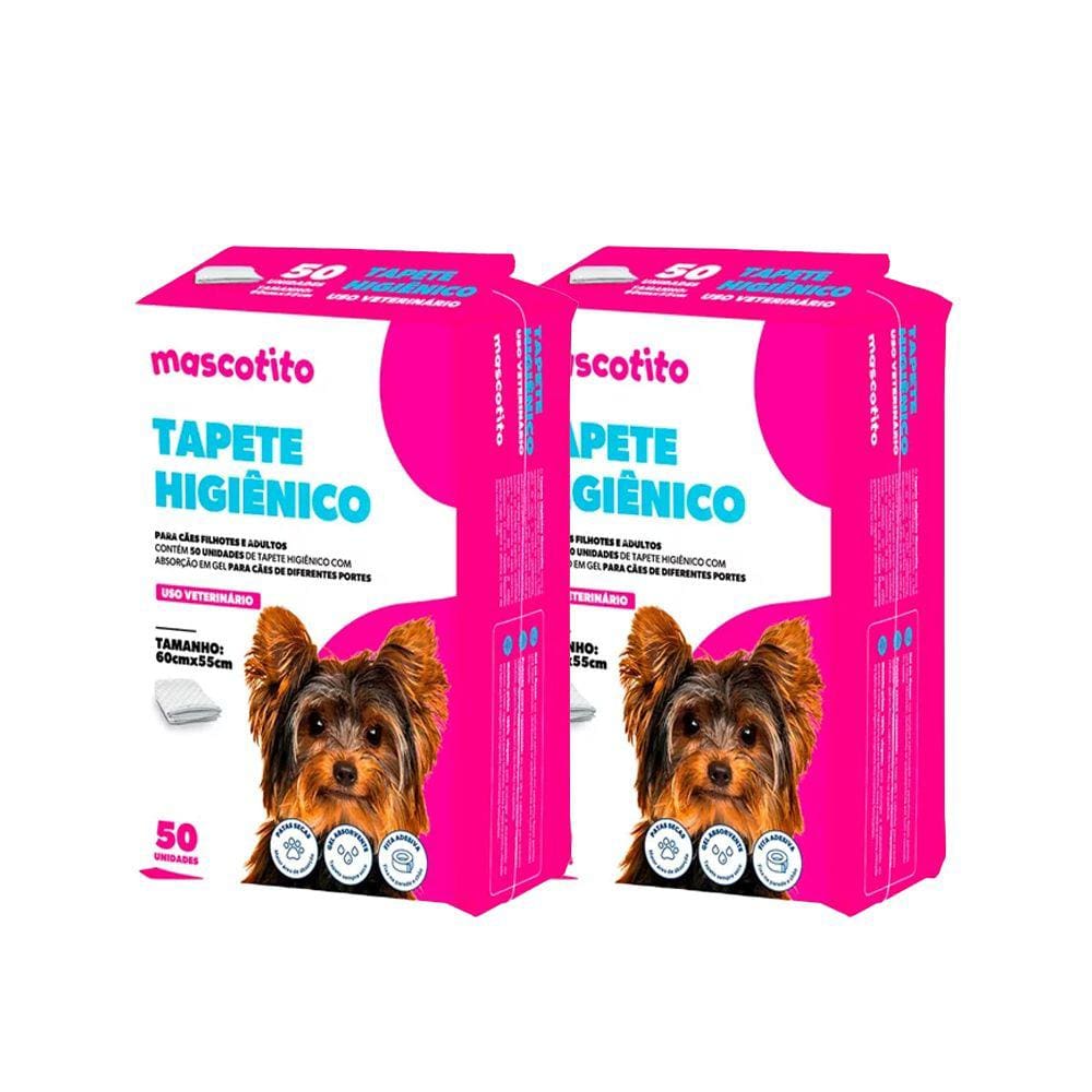 Kit 2 Tapetes Higiênicos Mascotito 60X55Cm C/50 Unidades