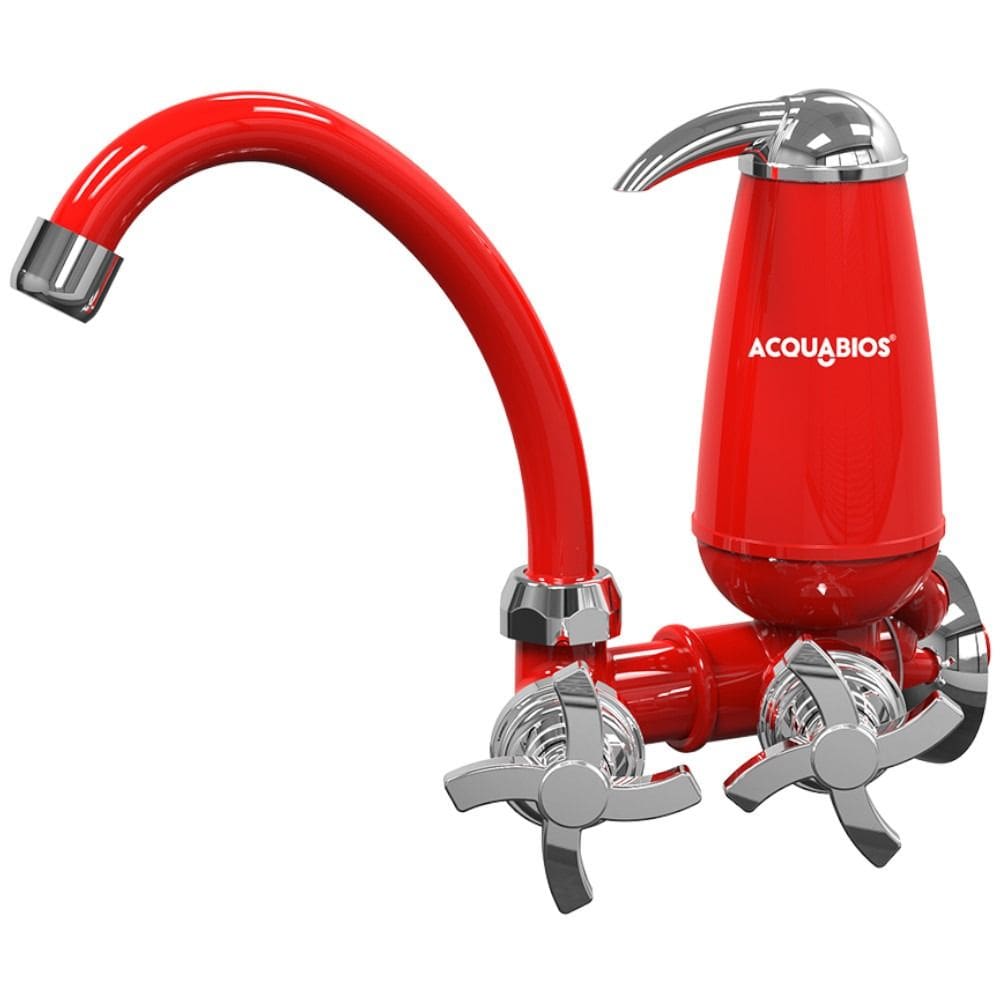 Torneira com filtro bica móvel de parede quadriseta - Acqua E05 - Acquabios (Vermelho)