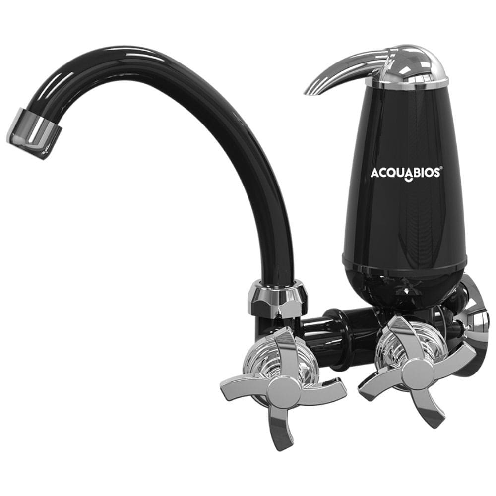 Torneira com filtro bica móvel de parede quadriseta - Acqua E05 - Acquabios (Preto)