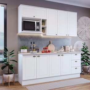 Cozinha Compacta 5 Peças com Balcão Para Cooktop Branco/Calcare